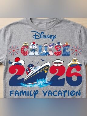 Disney Cruise 2026 Navy Blue Short Sleeve Tee
